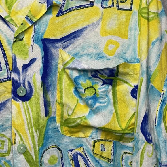 L'Homme Vintage Mens Hawaiian Abstract Short-Sleeve Button-Up Shirt L - Picture 2 of 5